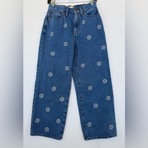 Madewell Perfect Vintage Wide Leg Crop Jeans Floral Size 27 - Picture 2 of 11